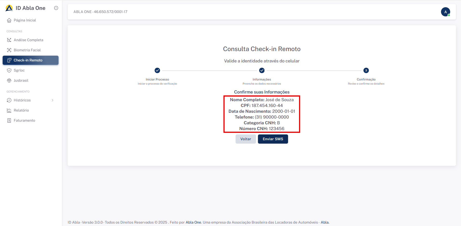 Tela inicial do sistema