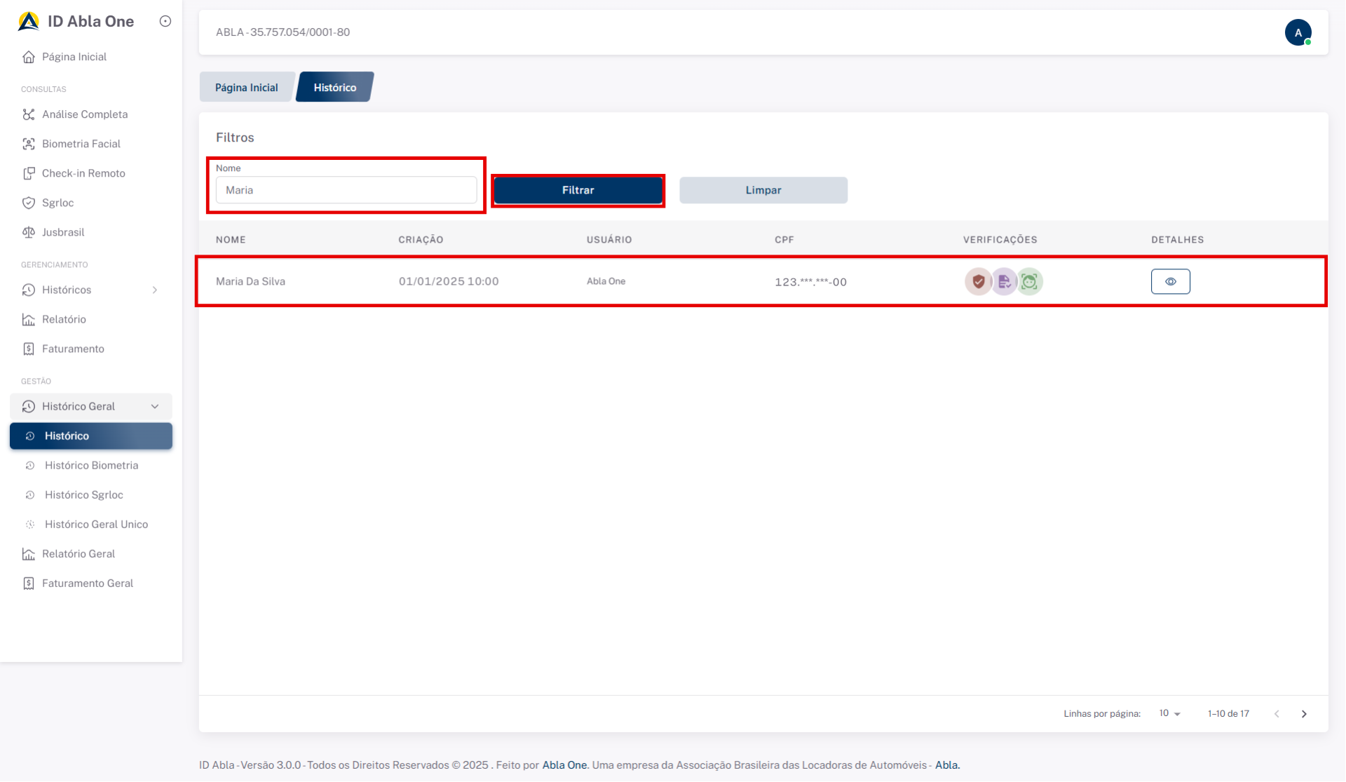 Tela inicial do sistema