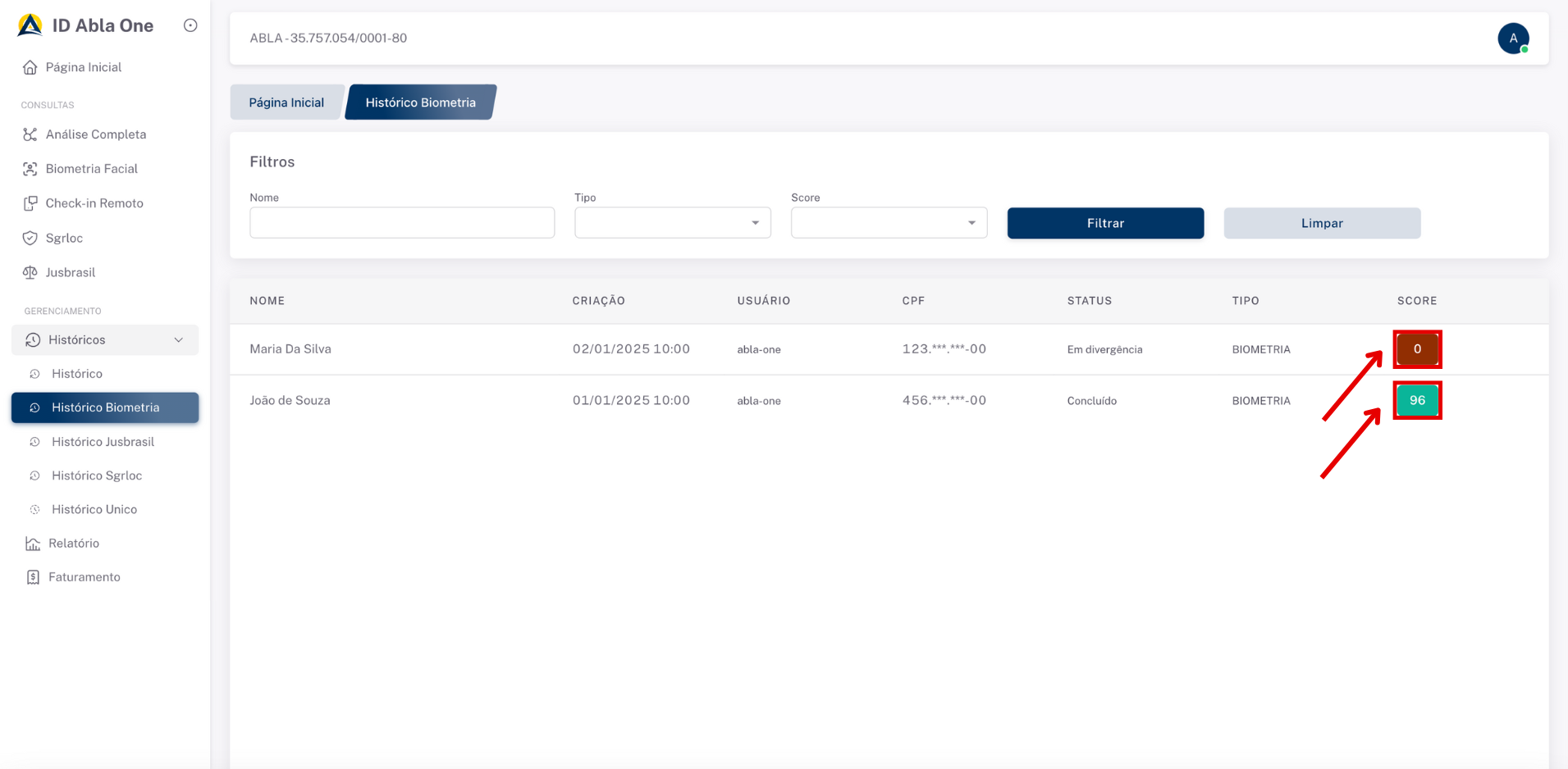 Tela inicial do sistema