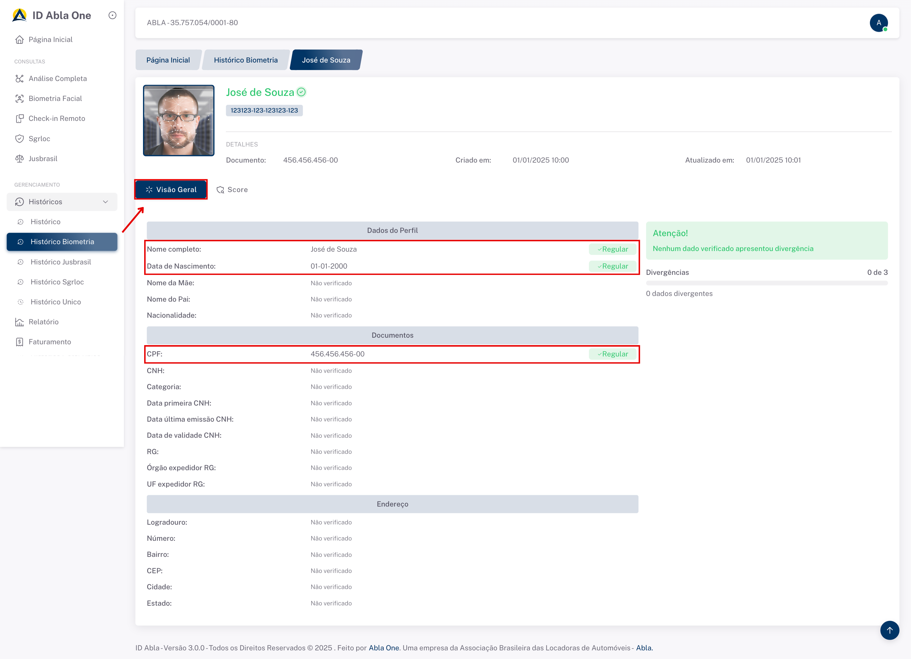 Tela inicial do sistema