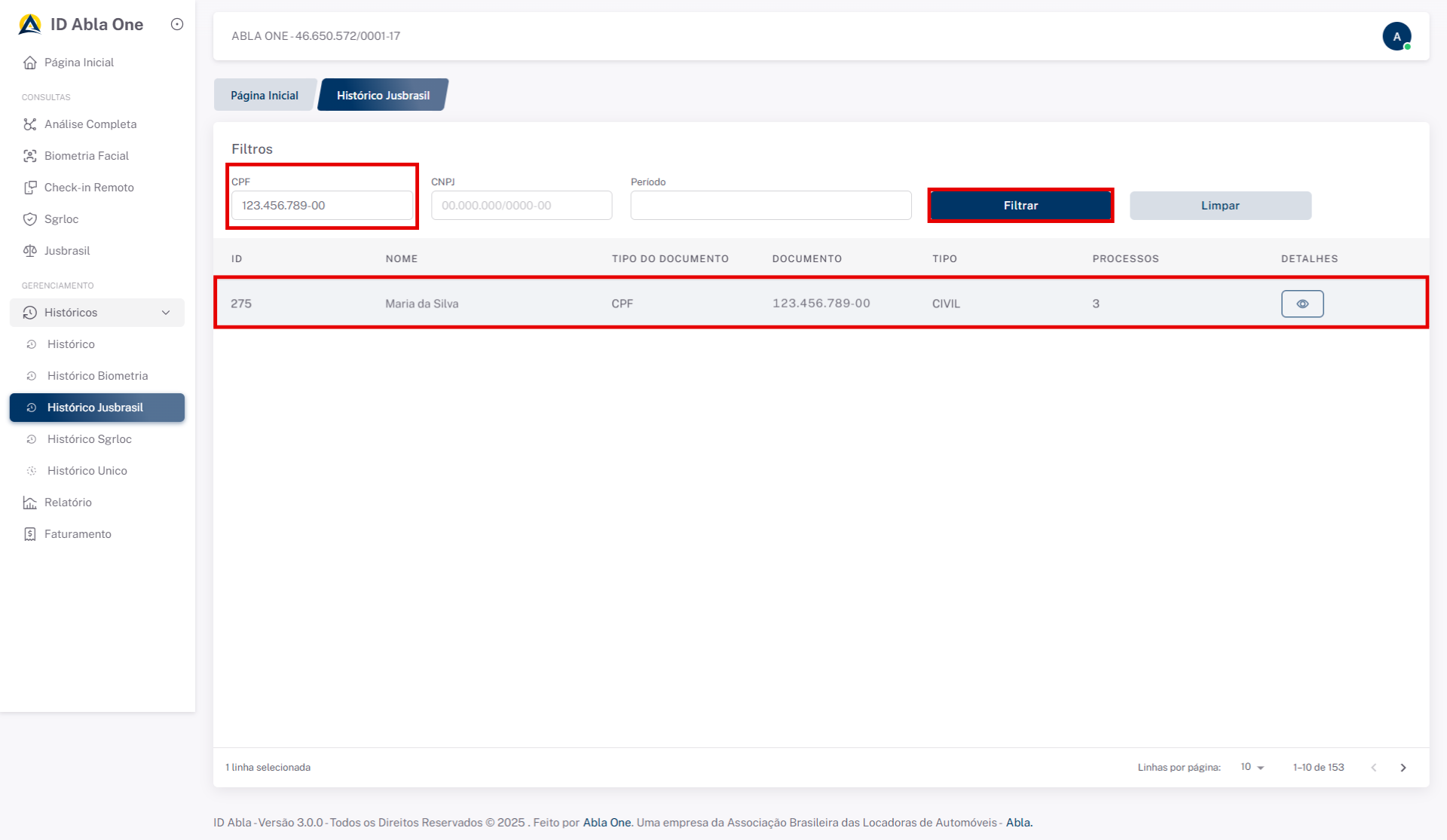Tela inicial do sistema