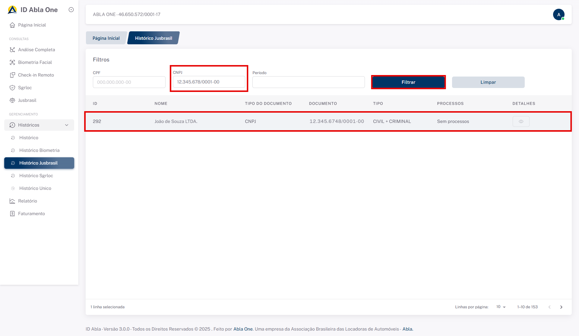 Tela inicial do sistema