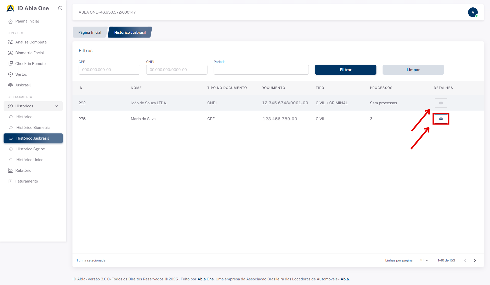 Tela inicial do sistema