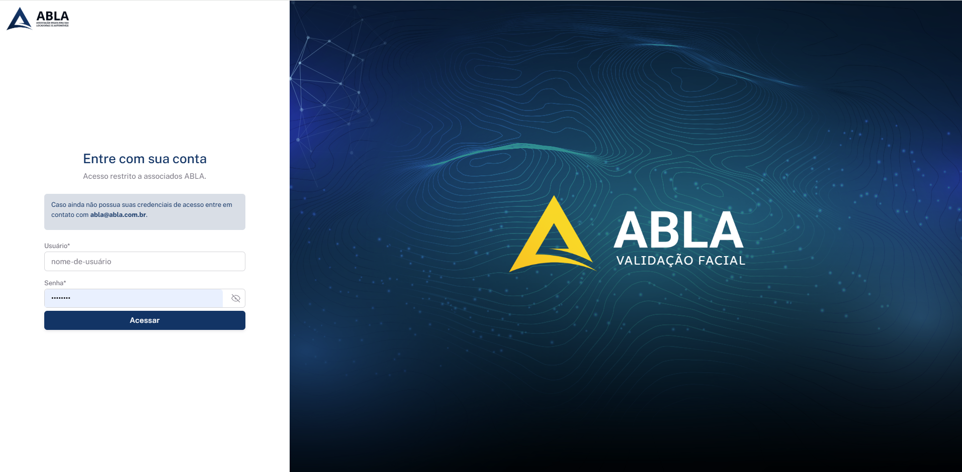 Tela inicial do sistema