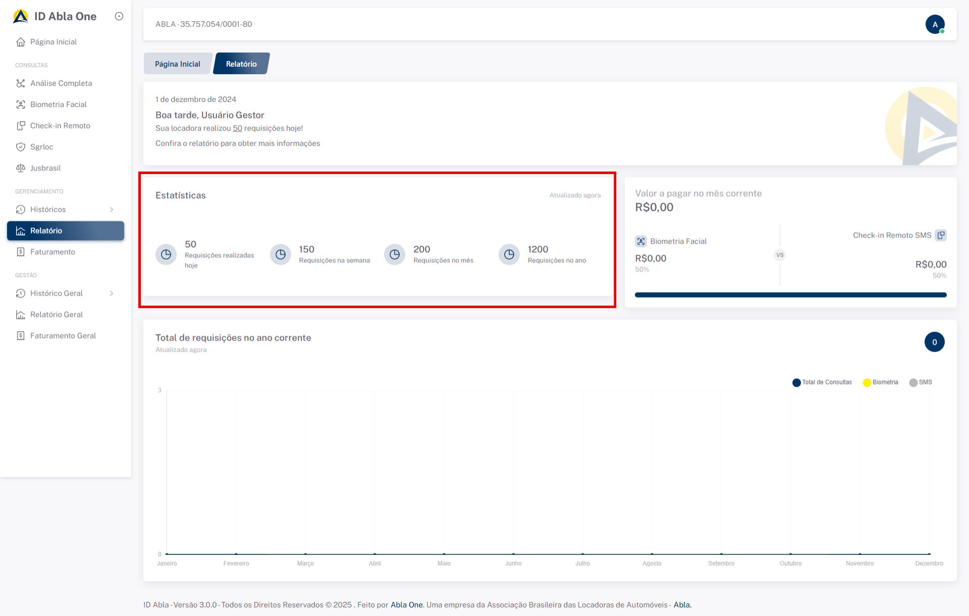 Tela inicial do sistema
