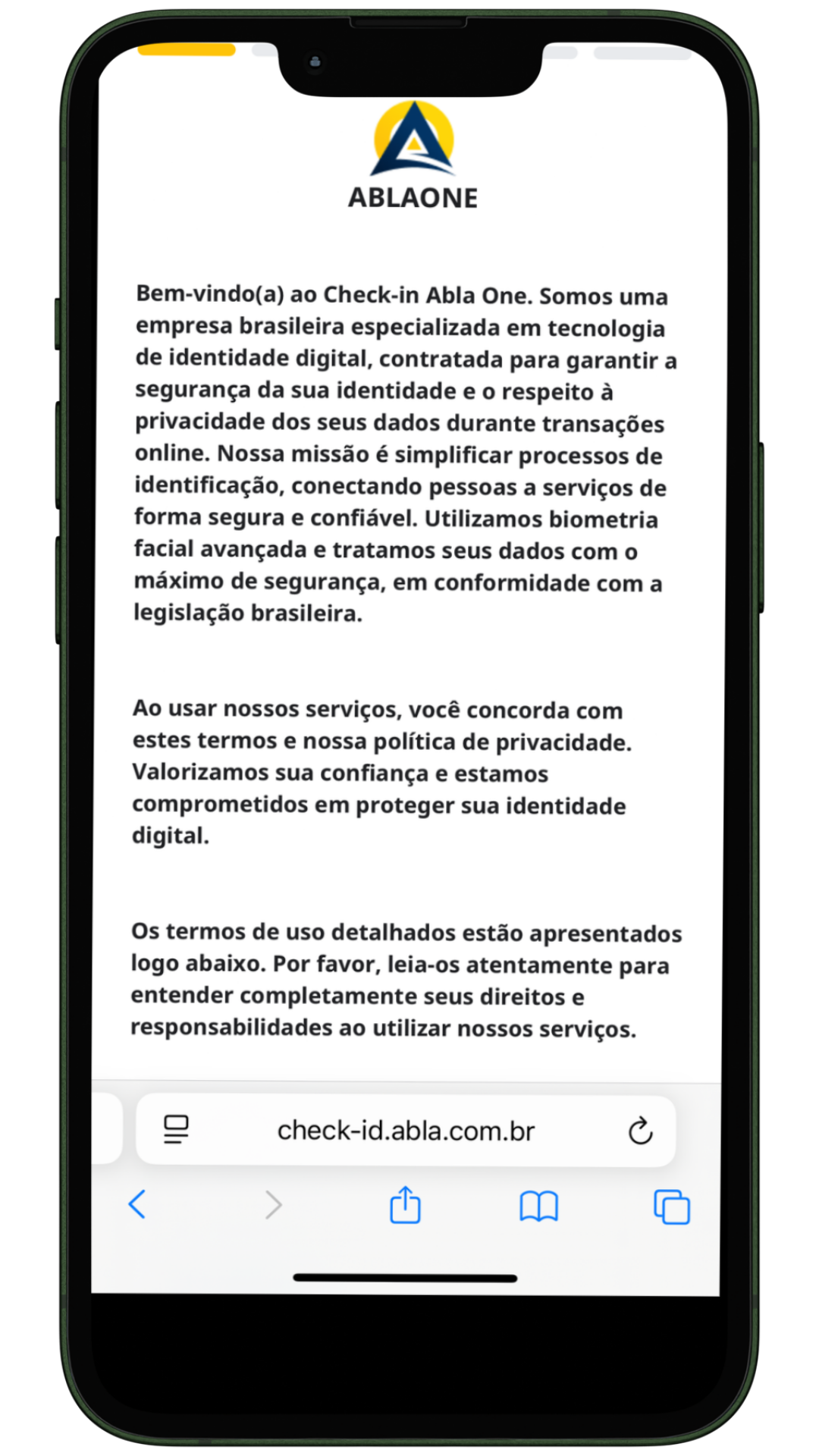 Tela inicial do sistema check-in-remoto