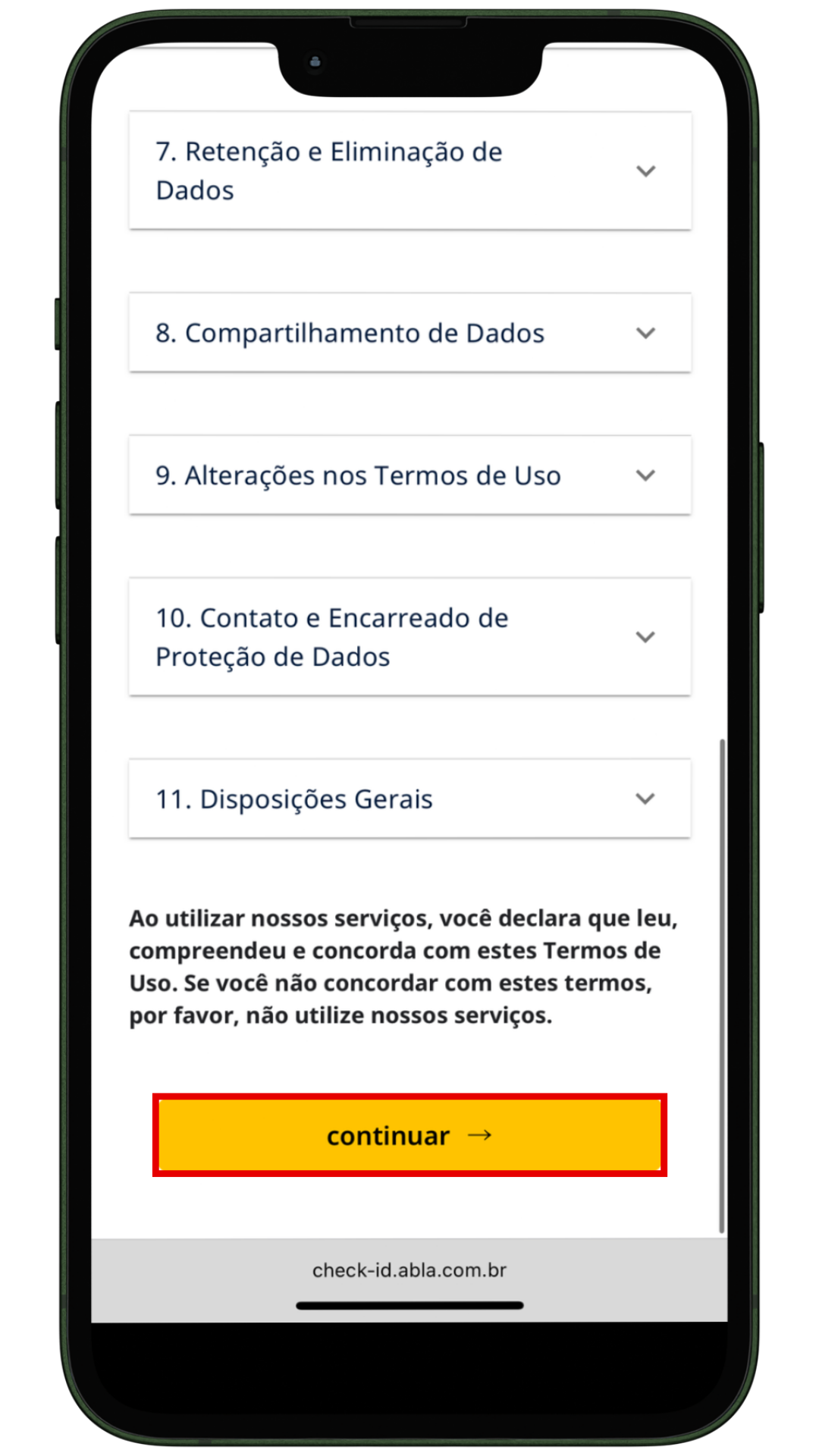 Tela inicial do sistema check-in-remoto