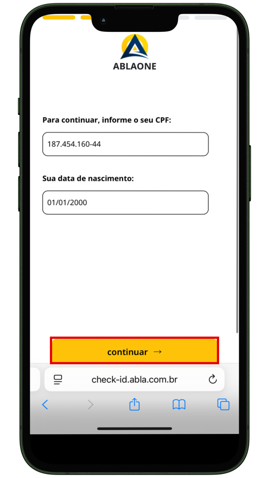 Tela inicial do sistema check-in-remoto